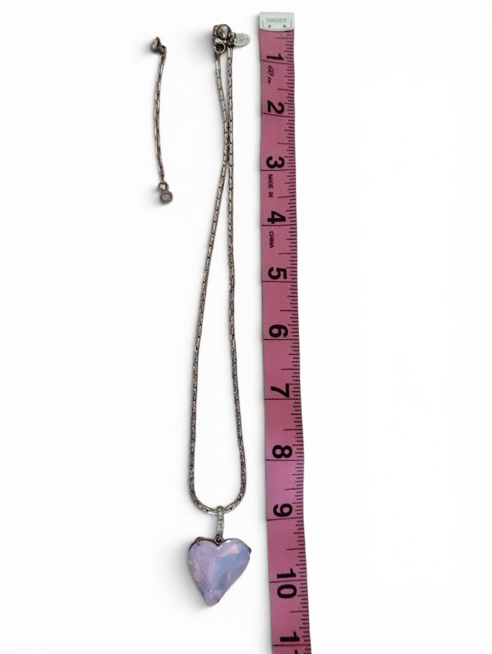 NWT Alexa Rae by Melania Clara Barbie Collection Silver Lilac Heart Necklace 18" - Picture 7 of 8
